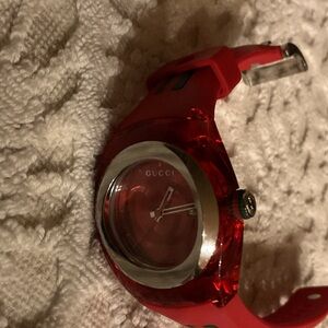 Gucci Red Dial with Gold Trim Watch